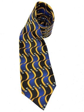 DeSantis Collection Mens Silk Designer Necktie Made in  Italy Wave Geometric